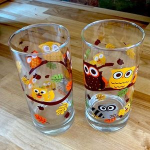 Vintage Owl and Forest Friends Drinking Glass 1 left for sale. Not set.